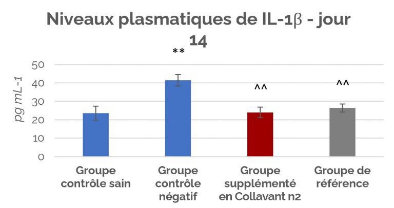 niveaux plasmatiques de IL-1β - jour 14